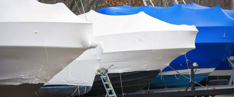 Fishing Pontoon Shrink Wrap Blue White Cover Near Me Milwaukee WI